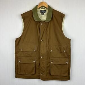 The J. Peterman Company Lined Khaki Canvas Vest Men's Size XL